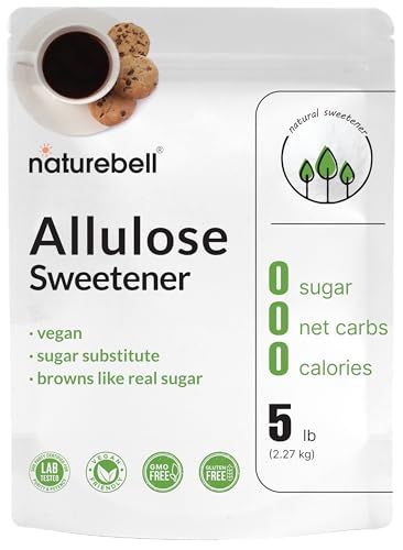 NatureBell Allulose Sweetener, 5 Lbs Keto Vegan-Friendly, White Sugar Substitute 0 Calorie, 0 Sugar, 0 Net Carb, Non-Glycemic, Browns Like Table Sugar Bulk Supply for Baking Beverages