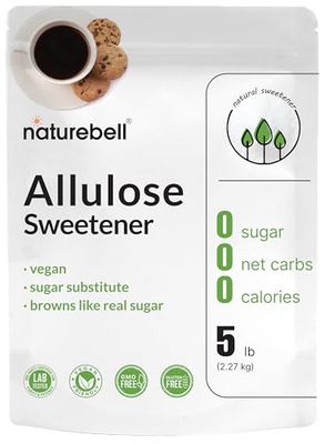 NatureBell Allulose Sweetener, 5 Lbs Keto Vegan-Friendly, White Sugar Substitute 0 Calorie, 0 Sugar, 0 Net Carb, Non-Glycemic, Browns Like Table Sugar Bulk Supply for Baking Beverages