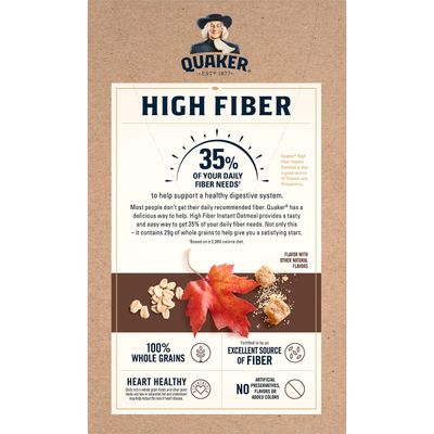 Quaker, High Fiber Instant Oatmeal, Maple Brown Sugar, 8 Ct
