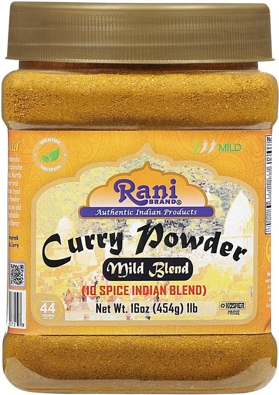 Rani Curry Powder Mild (10-Spice Authentic Indian Blend) 1lb (454g) PET Jar All Natural Salt-Free NO Chili or Peppers Vegan No Colors Gluten Friendly NON-GMO Kosher Indian Origin