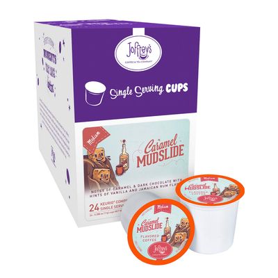 Joffrey&#39;s Coffee - Caramel Mudslide, Flavored Coffee, Artisan Medium Roast, Arabica Coffee Beans, Caramel, Dark Chocolate, Vanilla, Rum Flavor, K-Cup 2.0 Compatible (24 Count)