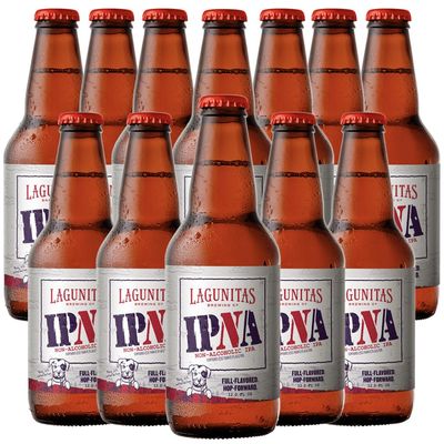 Lagunitas IPNA (Pack of 12) IPA, Non Alcoholic NA Beer, Full Flavored Hop Forward - 12 Fl Oz (12 Total Bottles)