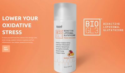 NUUVE BIOGL3 Bioactive Liposomal Glutathione 446mg. Ultra Potent Pure Patented in airless Dispenser. Fast Absorption, Lowers oxidative Stress and Inflammation. Energy, Detox, Immune Boost, Focus