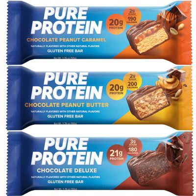 Protein Maximum Variety Set of 6 Sampler Original Protein Bars - Best Flavors Pack Chocolate Deluxe, Chocolate Caramel, Peanut Butter - 21G Protein, 2G Sugar 200 Calories