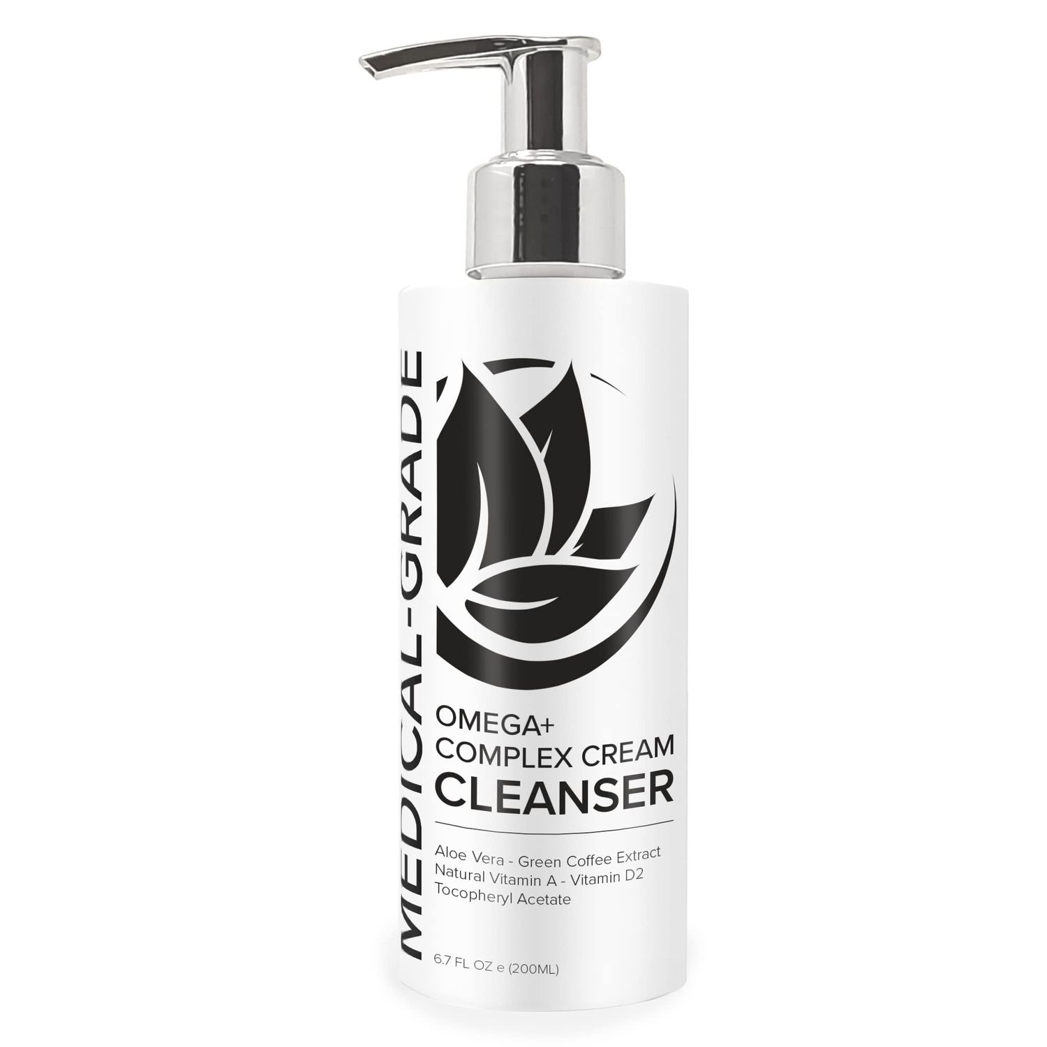 Microderm GLO Omega Complex Cream Facial Cleanser, Daily Face Wash Makeup Remover, All Skin Types, Omega 3 6, Retinyl, Green Coffee Extract Aloe Vera, Paraben-Free Vegan, 6.7 Fl Oz