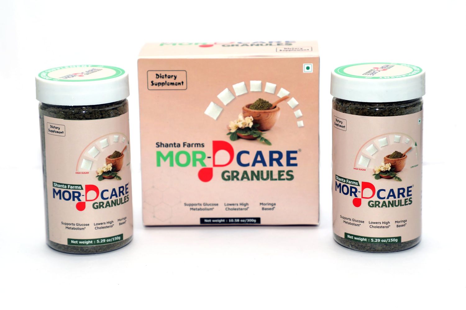 Mor D Care Granules Morvita Moringa Powder Dietary Supplement - Supports Glucose Metabolism, Lowers High Cholesterol - 100 Natural Moringa Based Formula - 30 Servings