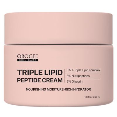 OBOGEE Triple Lipid-Peptide Cream: Enriched with Lipids, Peptides, Hyaluronic Acid, and Shea Butter for Brightening, Firming, and Plumping, 1.8 oz