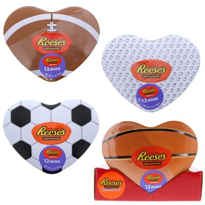 Reese&#39;s, Peanut Butter Cup, Heart Tins, Assorted Designs, 12 Count, 1 pk