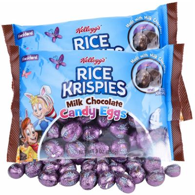 Sweetzo Easter 2025 Rice Krispies Milk Chocolate Eggs, Individually Wrapped, Egg and Basket Fillers, 9 Ounces (Pack of 2), Full Size