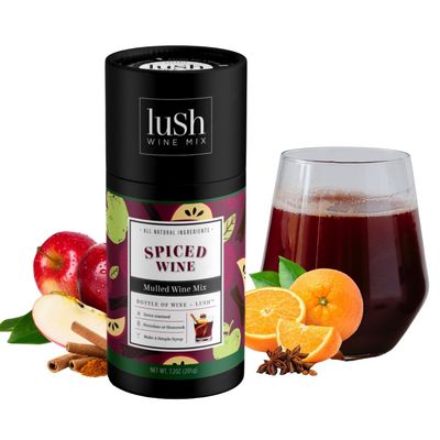 Lush Wine Mix, Holiday Spiced Wine, Makes 8 Drinks, Organic Cocktail Mixers, Mocktails Non-Alcoholic Drinks, Mulled Apple Cider, Traditional Mulling Spices, Instant, Gluhwein, Sachet Bag - 1 Pack