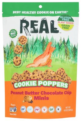 Real Cookie Poppers Peanut Butter Chocolate Chip Minis, Vegan, Kosher, Paleo Friendly, Gluten Free Non-GMO, 4.5 Ounce (Pack of 6)