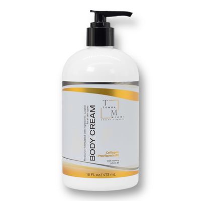 TEMBA MIAMI BODY HAND CREAM Moisturizer, ANTI-AGING Body Cream, Non Greasy For ALL SKIN TYPES, With COLLAGEN SHEA BUTTER, White, 16 Oz.