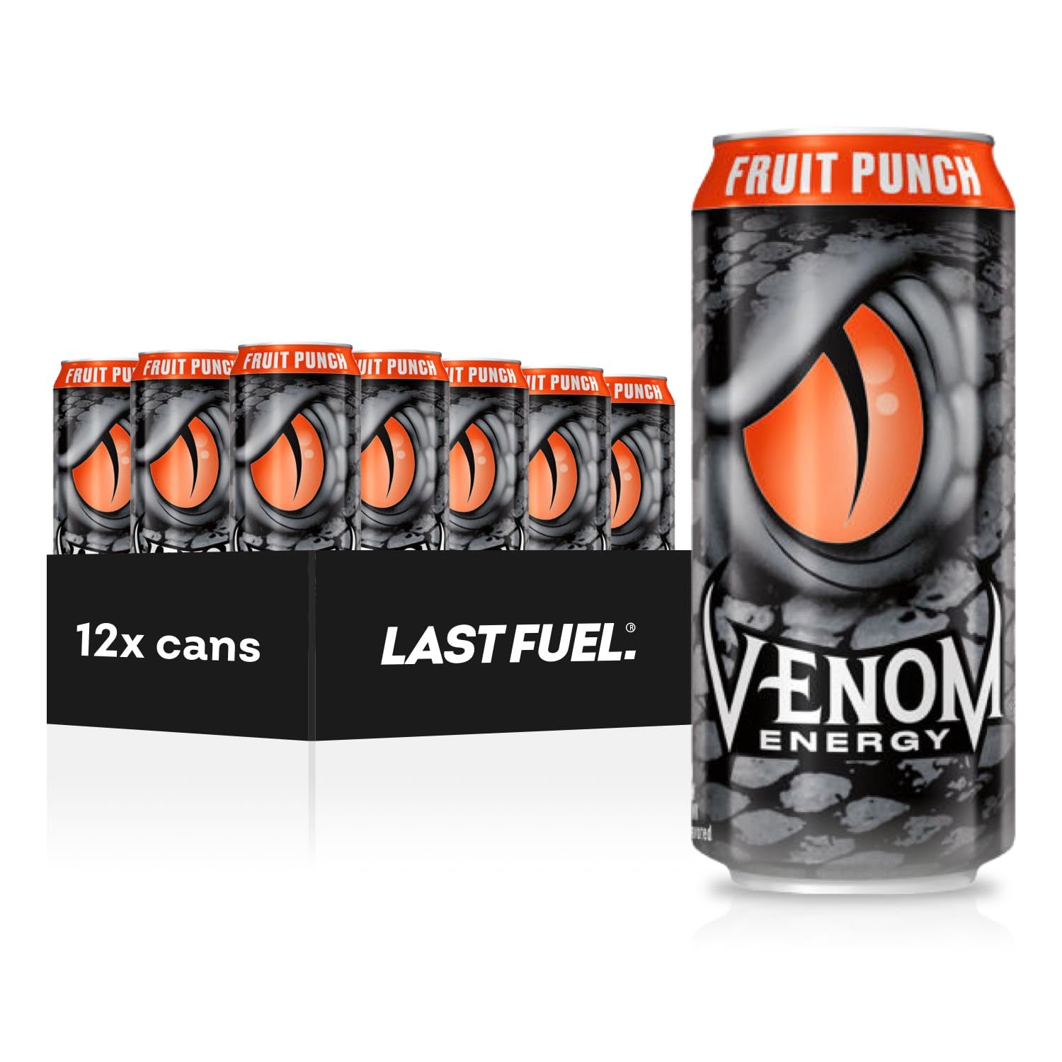 Venom Energy Drink, Fruit Punch, 0 Fat, 160mg Caffeine, 16 Fl Oz (Pack of 12) By LastFuel.