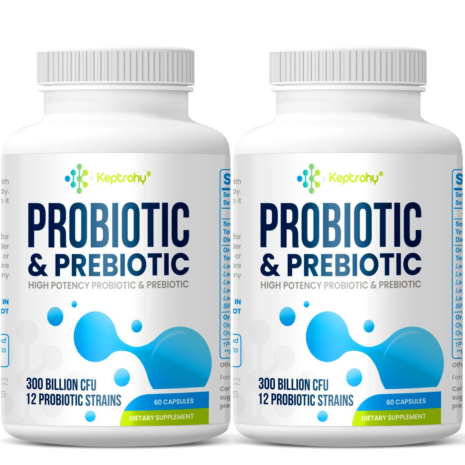 Probiotics for Women Men, 300 Billion CFU Probiotics from 12 Strains Organic Prebiotics Blend for Daily Digestive, Immune, Gut, Bloating, Gut Health for Women Men, Shelf Stable - 120 Capsules