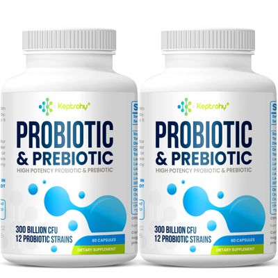 Probiotics for Women Men, 300 Billion CFU Probiotics from 12 Strains Organic Prebiotics Blend for Daily Digestive, Immune, Gut, Bloating, Gut Health for Women Men, Shelf Stable - 120 Capsules