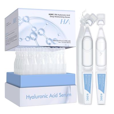 5 Hyaluronic Acid Serum,Ultra Hydrated Vial of Hyaluronic Acid Tubes Awaken Natural Perfection for Face Serum Hydrated Anti-Aging, Deep Moisturizing, Revitalizing Skin (1.5ml30Pcs)