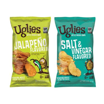Uglies Jalapeno, Salt Vinegar 2 OZ Kettle Cooked Potato Chips - Gluten Free, Kosher, Non-GMO, Office and Kids Snacks - Individual Lunch Snack 2 OZ Variety Pack of 12