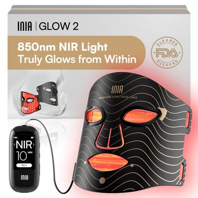 INIA Red Light Therapy Mask for Face - 4 Light Modes with 850nm NIR, Red Blue LED Light Therapy, 2600mAh Rechargeable LED Face Mask for Anti-Aging, Skin Firming Radiance at Home