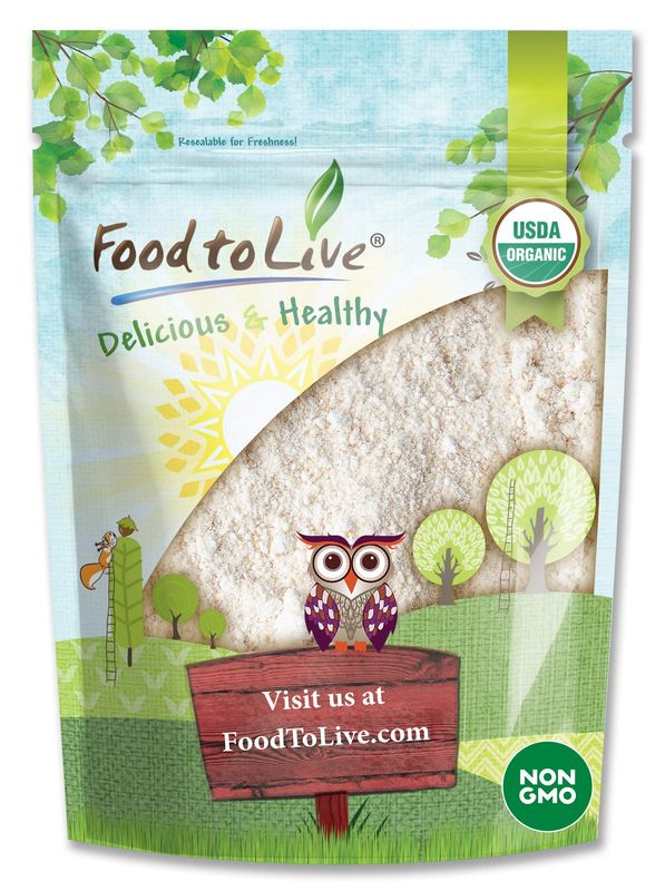 Food to Live Organic Oat Flour, 1 Pound - Non-GMO, Fine, Stone Ground from Whole Grain Oat Berries, Kosher, Vegan, Bulk, Great for Baking Pancakes, Muffins, Waffles and Bread, Good Source of Fiber