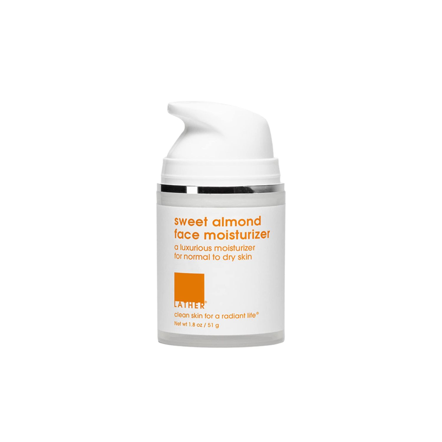 LATHER Sweet Almond Face Moisturizer - Hydrating Moisturizer for All Skin Types - Gentle Light Face Lotion for Women Men - 2 Fl Oz