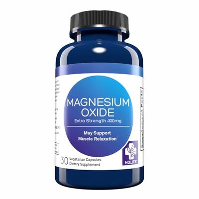 MD. Life Magnesium Oxide Supplement - 30 Capsules - High Absorption Magnesium Supplement for Vascular Health, Leg Cramps, Magnesium for Sleep - Non GMO