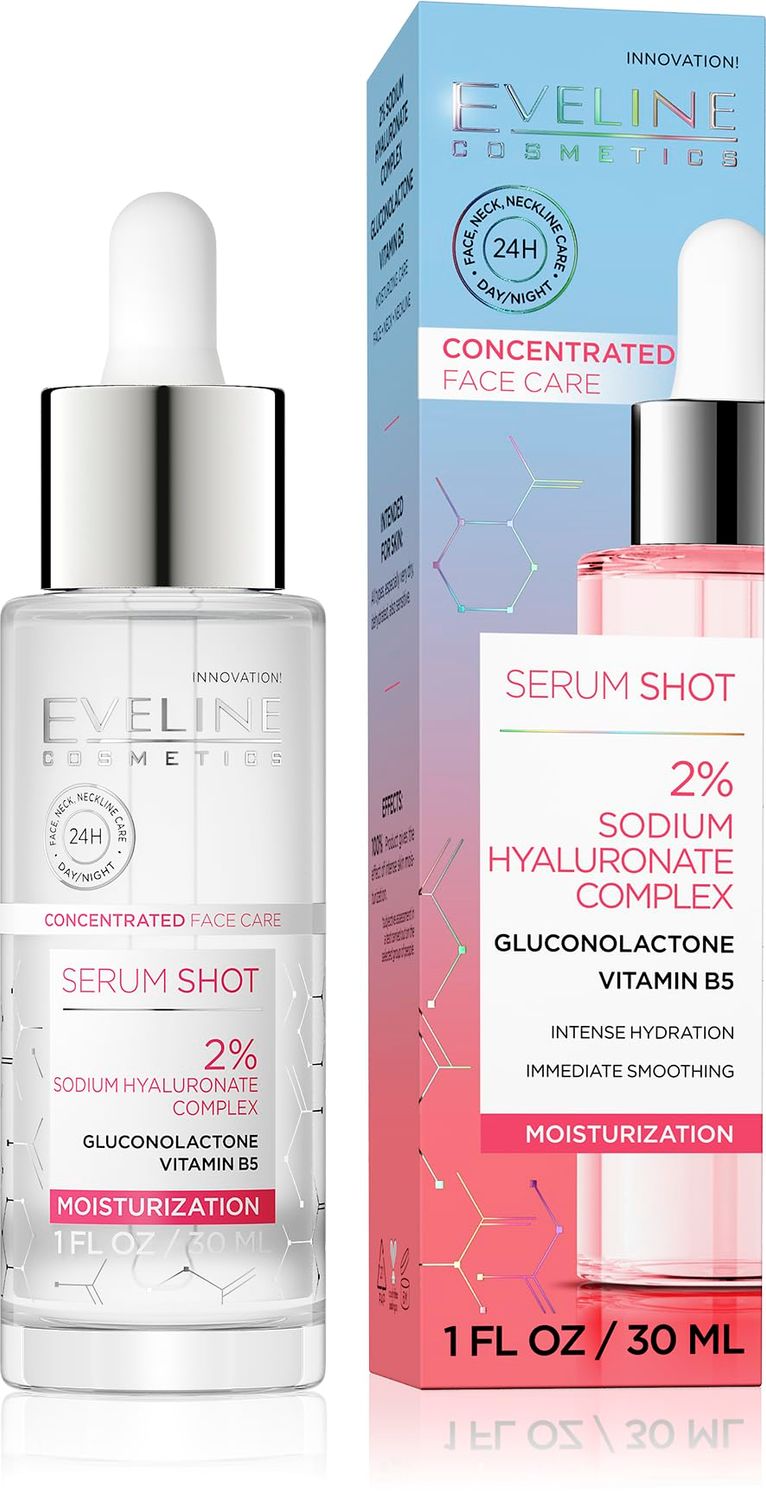 Eveline Cosmetics Face Therapy Intensive Hydrating Serum with 2 Sodium Hyaluronate Complex, Gluconolactone, and Vitamin B5