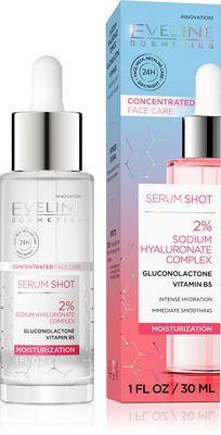 Eveline Cosmetics Face Therapy Intensive Hydrating Serum with 2 Sodium Hyaluronate Complex, Gluconolactone, and Vitamin B5