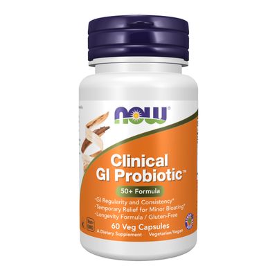 NOW Foods Supplements, Clinical GI Probiotic , 50 Formula, Strain Verified, 60 Veg Capsules