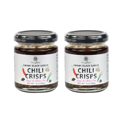 Umami Black Garlic Chili Crisps - 3 oz (85 g) - Set of 2 - Authentic Japanese Spicy Condiment - No Additives, Vegan, Gluten-Free - Product of Japan