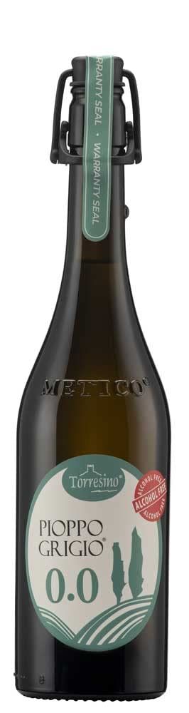 Sanniti Pioppo, Alcohol Free, Italian Frizzante Semi-Sparkling Non-Alcoholic Beverage, 750 ml (White Pioppo Grigio)