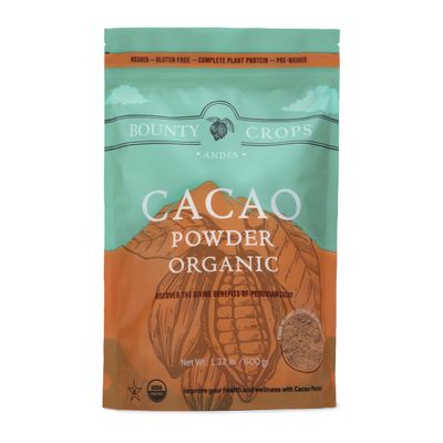 Bounty Crops Organic Cacao Powder (1.3 lb, 21 oz, 600 gr), Unsweetened Cacao with Dark Chocolate Flavor, Fruit Notes, Certified Organic, Non GMO, Gluten Free and Vegan