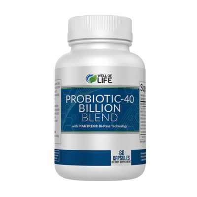 Well of Life Probiotic-40 Billion: Helps Gut Health Digestive Support. 4 Strain Blend, 40 Billion CFU. Enhances Nutrient Absorption, Metabolism. 60 Capsules. Non-GMO, Made in USA.