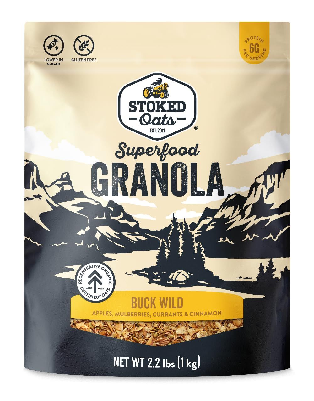 Stoked Oats - Buck Wild Granola - High Protein, Low Sugar - Gluten Free, Non-GMO - Perfect for Breakfast (35.30z)