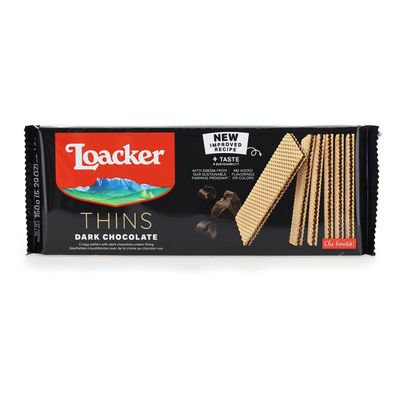 Loacker Premium Fondente Dark Noir Chocolate Wafers, Chocolate,Dark Chocolate , 5.29 Ounces