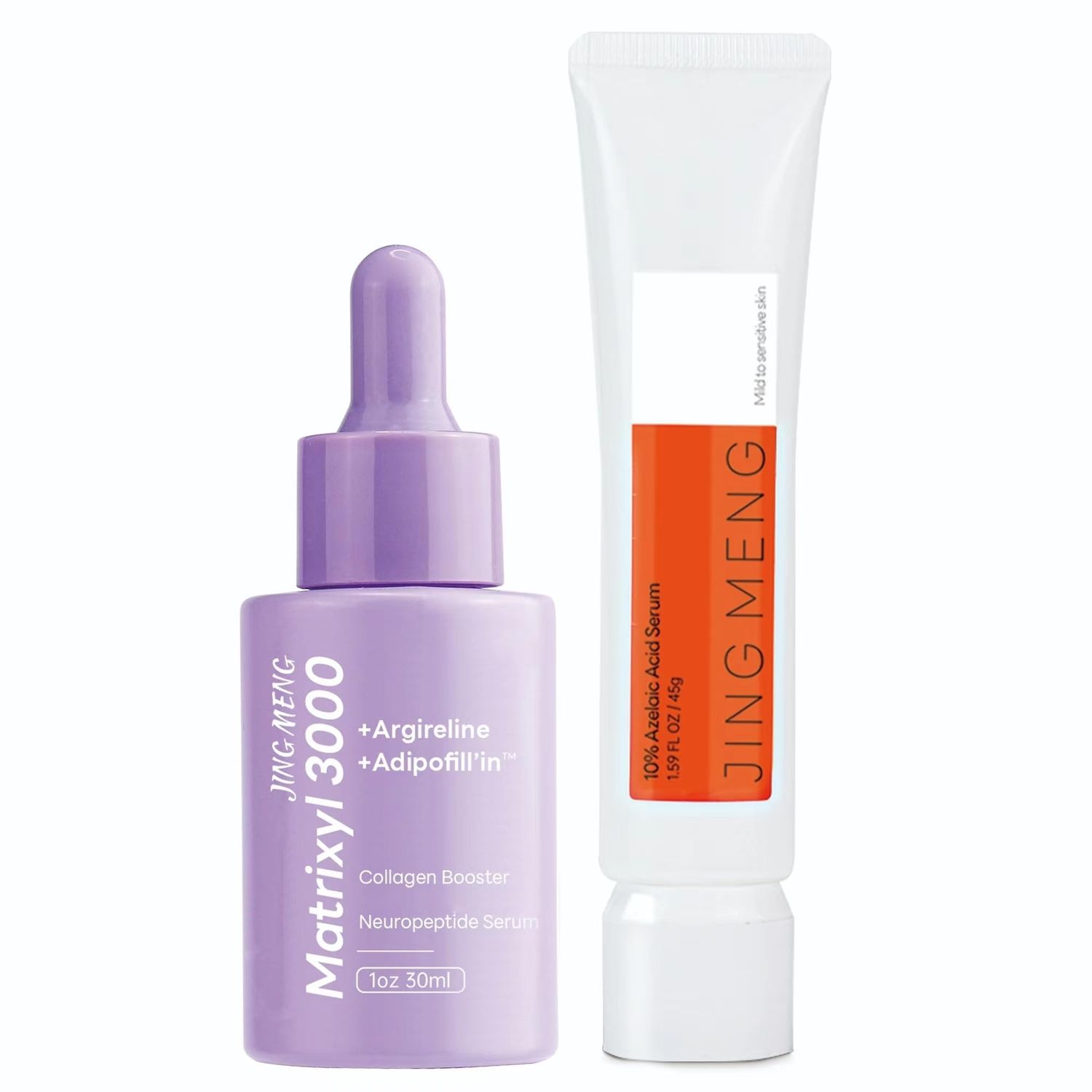 JING MENG MATRIXYL 3000 SERUM 10 Azelaic Acid Serum Advanced Liposome Encapsulated Niacinamide HPR Vitamin C Acne Rosacea Treatment, Pore Refining, Redness Relief (ORANGE PURPLE)