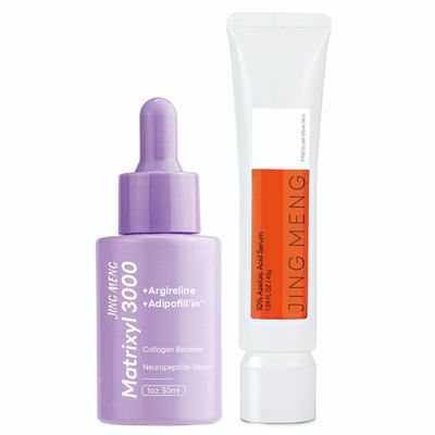 JING MENG MATRIXYL 3000 SERUM 10 Azelaic Acid Serum Advanced Liposome Encapsulated Niacinamide HPR Vitamin C Acne Rosacea Treatment, Pore Refining, Redness Relief (ORANGE PURPLE)