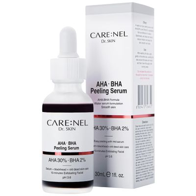 Peeling Solution AHA BHA Serum - Face Korean Skin Care Exfoliating Hyaluronic Acid Vitamin - Night Treatment Anti Aging Hydrating Anti Wrinkle ph 3.6 (30ml, 1fl.oz.)
