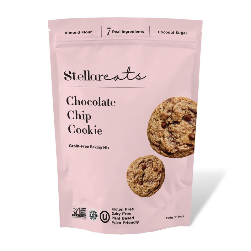 Stellar Eats Grain-Free Cookie Mix Almond Flour-Based, Gluten-Free, Dairy-Free, Paleo-Friendly Soft, Chewy, Fudge-y Cookies with Unrefined Coconut Sugar Easy-to-Make 14-16 Cookies (Chocolate Chip)