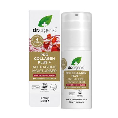 Dr. Organic Pro Collagen Plus Anti-Ageing Moisturiser with Dragon s Blood Reduces Wrinkles, (Dry Sensitive Skin) Natural, Certified Organic, Paraben SLS-Free, 50 mL 1.7 fl oz