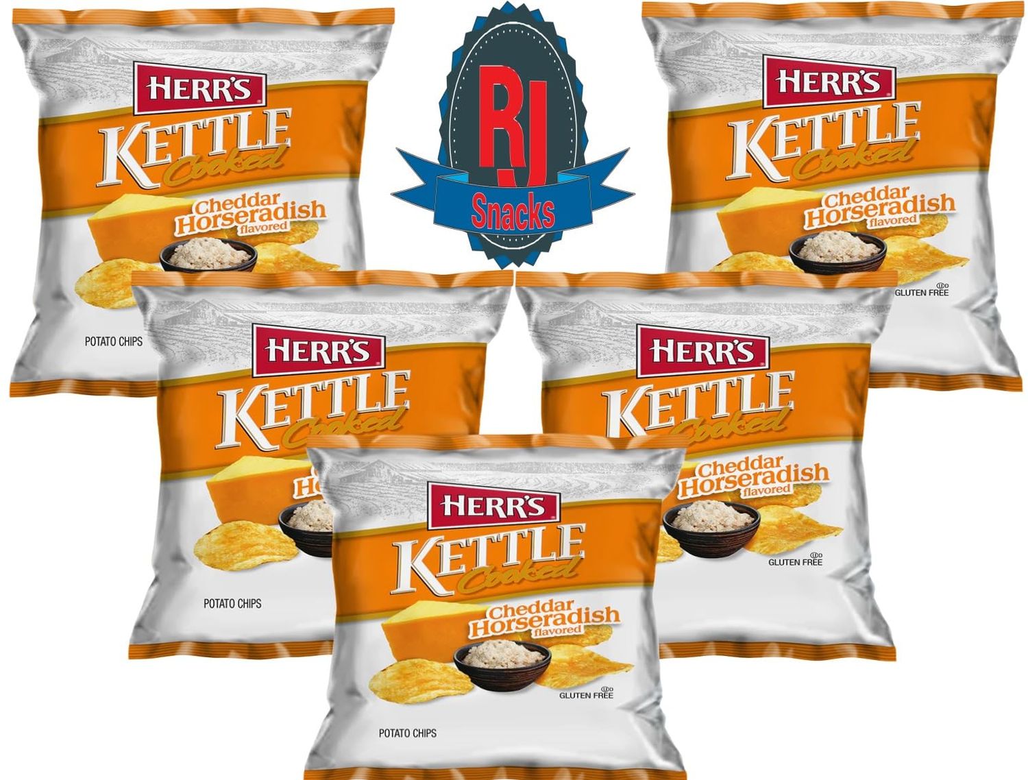Herr&#39;s Cheddar Horseradish Kettle Cooked Potato Chips, 7.0 oz.(Curated by RJ Snacks Pack of 1)