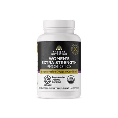 Ancient Nutrition Regenerative Organic Certified Probiotics for Women, Probiotics Women s Extra Strength, Healthy Digestion and Immune System Function Support, 25 Billion CFUs Per Serving, 60 Count