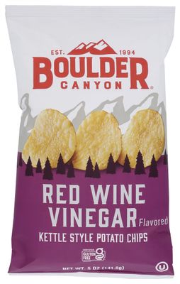 Boulder Canyon Kettle Cooked Potato Chips, Red Wine Vinegar, Gluten Fre Non-GMO, 5 Oz (Pack of 12)