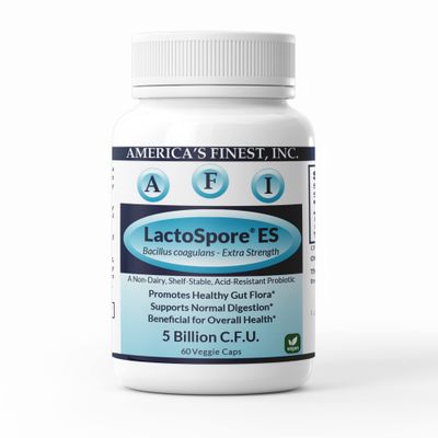 AFI LactoSpore Bacillus coagulans MTCC 5856 Acid Resistant Once Daily Support for Women and Men Gas and Bloating Support 5 Billion per Capsule 60 caps