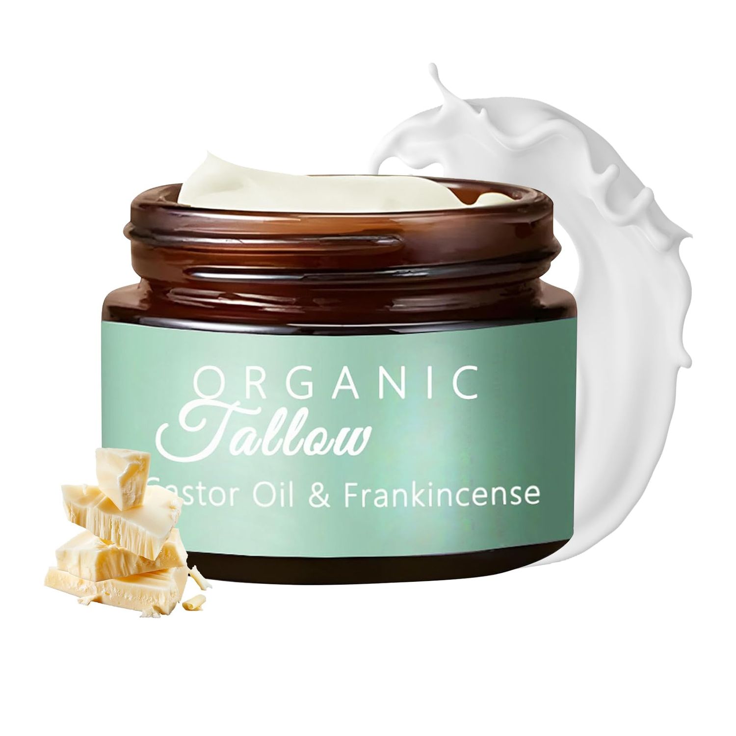 Grass-fed Beef Tallow with Frankincense Oil Castor oil, Organic Beef Tallow Moisturizer for Skin, Tallow and Manuka Honey Balm for Skin Face Body (1)