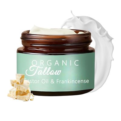 Grass-fed Beef Tallow with Frankincense Oil Castor oil, Organic Beef Tallow Moisturizer for Skin, Tallow and Manuka Honey Balm for Skin Face Body (1)