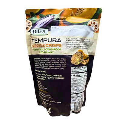 Tem.pura Veggie Crisps, Pumpkin, Lotus Root Eggplant, Japanese Inspired Snack, 2.4 oz with Free Bag Sealer Clip