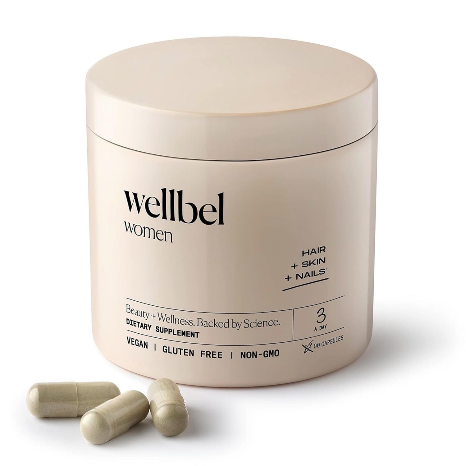 WELLBEL Women Clean Supplement for Hair, Skin, and Nails, Vegan, Gluten Free and Non GMO 90 Count
