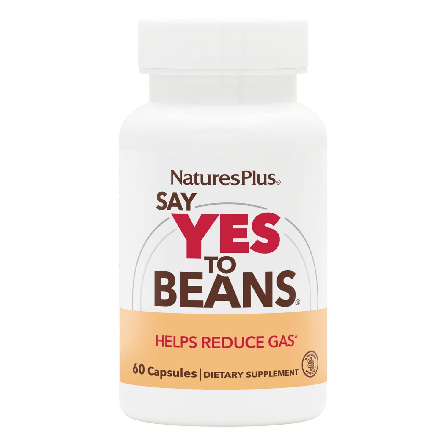 NaturesPlus Say Yes to Beans Enzyme Complex 2 Pack - 60 Vegetarian Capsules - Natural Food Enzyme Supplement for Gas Relief, Digestive Aid - Gluten-Free - 180 Total Servings