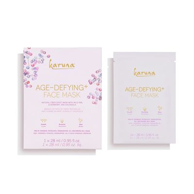 Karuna Age-defying Face Mask Sheet, Skincare and Beauty Facial Masks with Moisturizing and Collagen Promotion Properties for Soothing Wrinkles and Healthy Glow, Revitalize Dry, Mature Skin (1 Sheet)