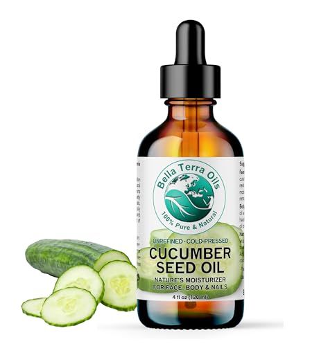 Bella Terra Oils - Cucumber Seed Oil 4 oz - Embrace the Essence of Cucumber, Rich in Linoleic Acid Phytosterols, Elevate Your Face and Skin Routine